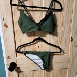 Cupshe Green Two Piece Waffle Deatil